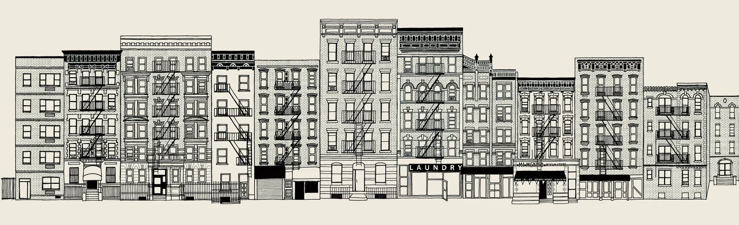 illustration of a few meaningful buildings in New York City for a client's father
