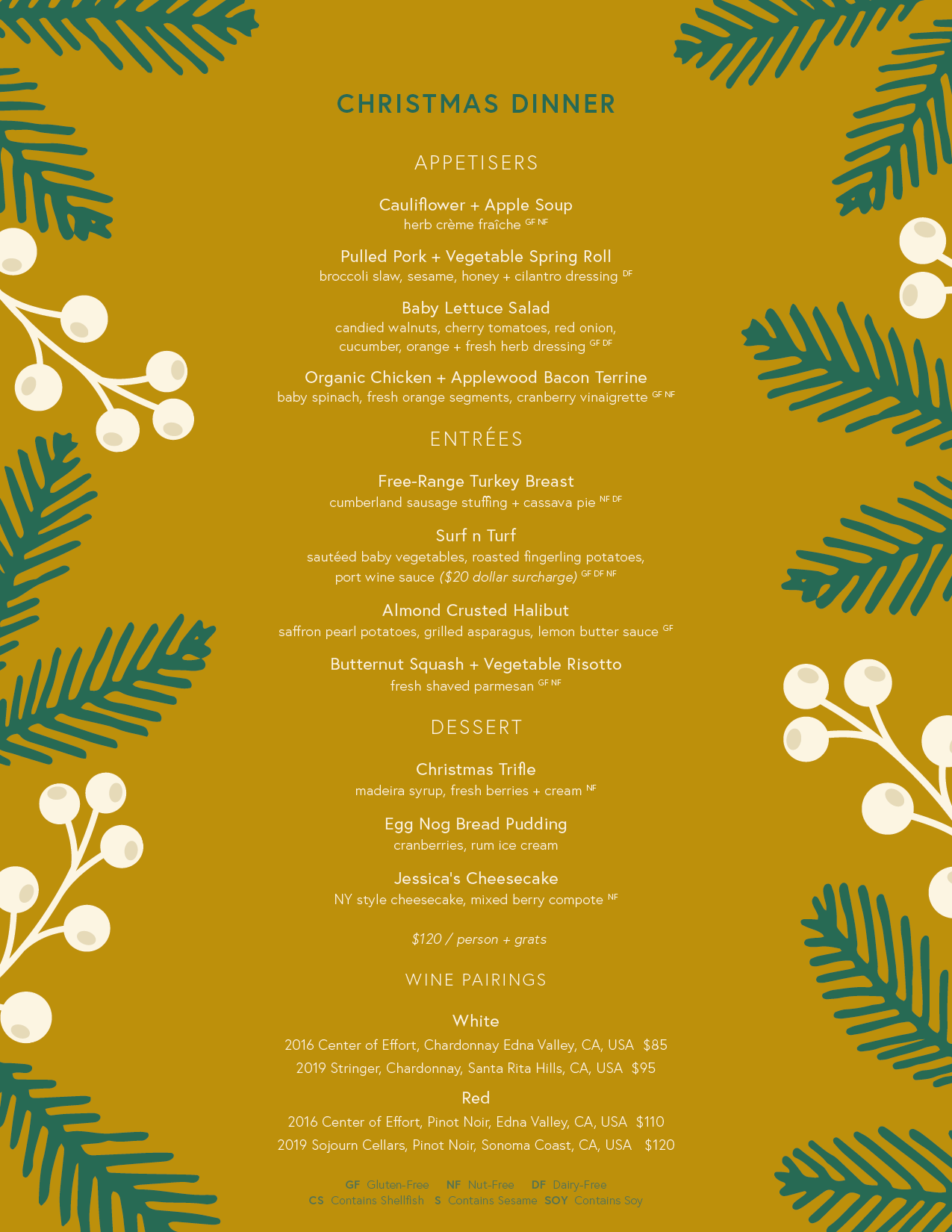 Christmas Menus — Harry's at The Waterfront