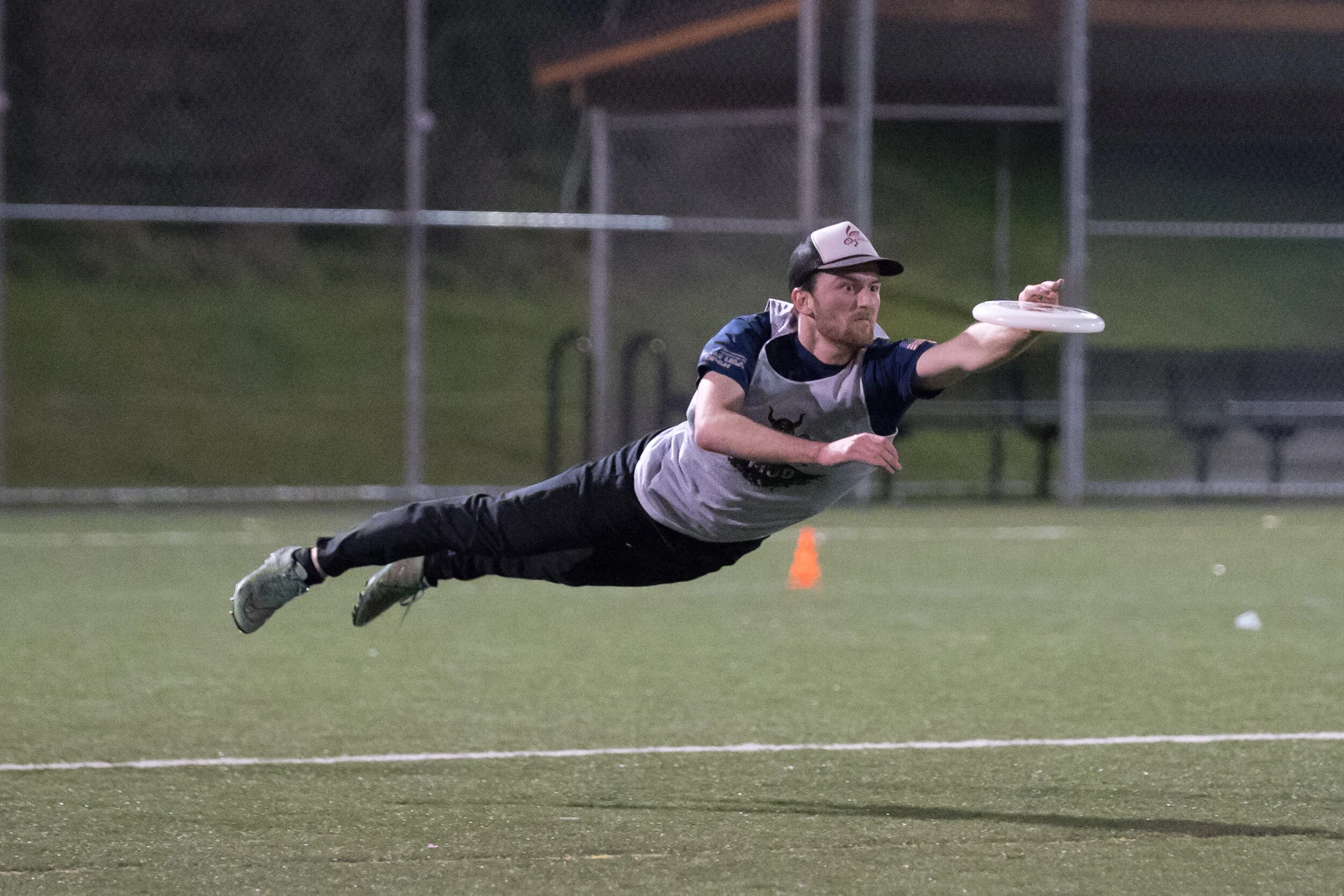 Jon lays out to catch a deflected pass for a score.