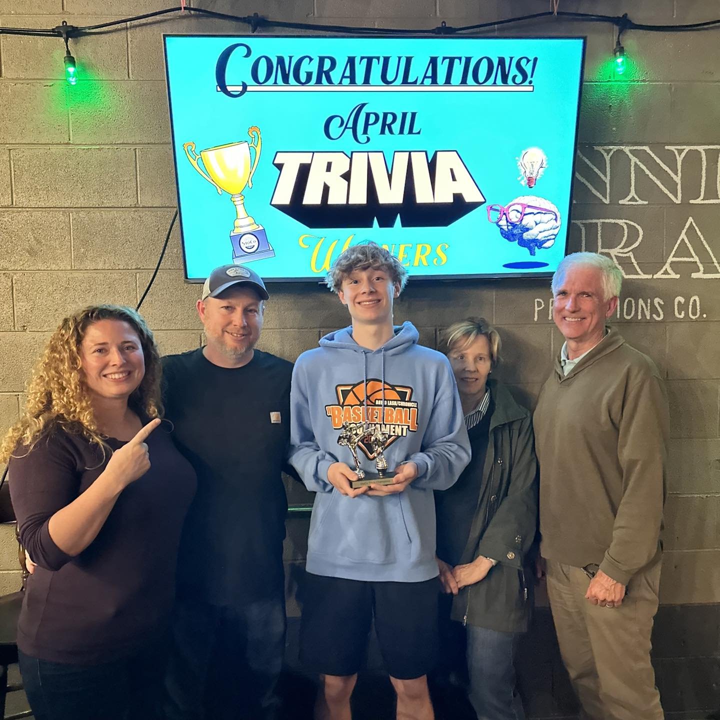 Trivia Night champs!!🏆⁉️ Thanks to all that came out and braved the storms! See you next month: May 9!!