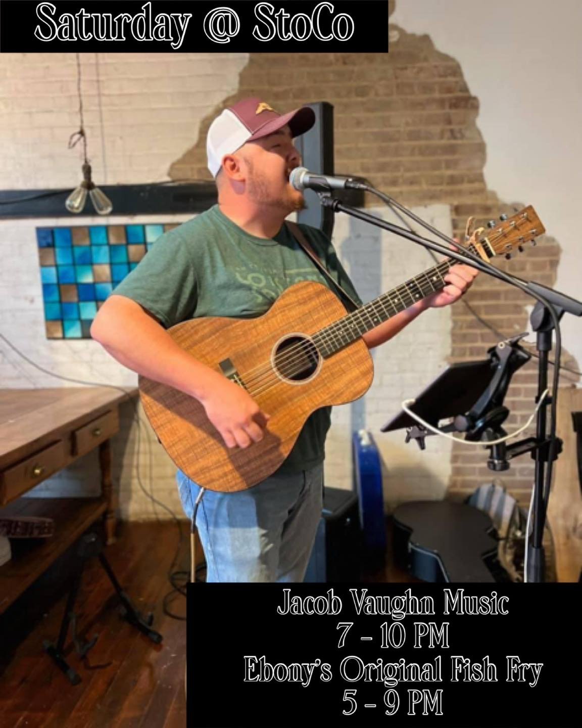 Saturday at StoCo! Beautiful day ahead! Join us today for The Masters⛳️. Bring your favorite lunch and grab a drink!

Tonight- the amazing Jacob Vaughan Music will be playing from 7-10 pm and Ebony&rsquo;s Original Fish Fry will be serving dinner fro