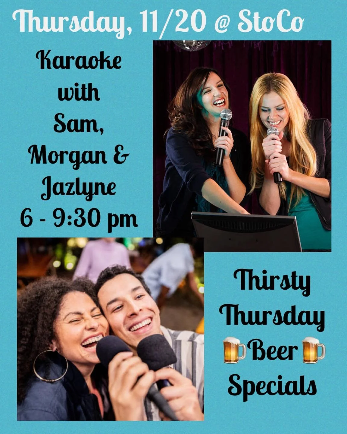 Thursday night Karaoke fun!!🎤🎤Come on out and sing your best tunes with us!! Bring your favorite take-out, enjoy drink specials and fun!  See you there!