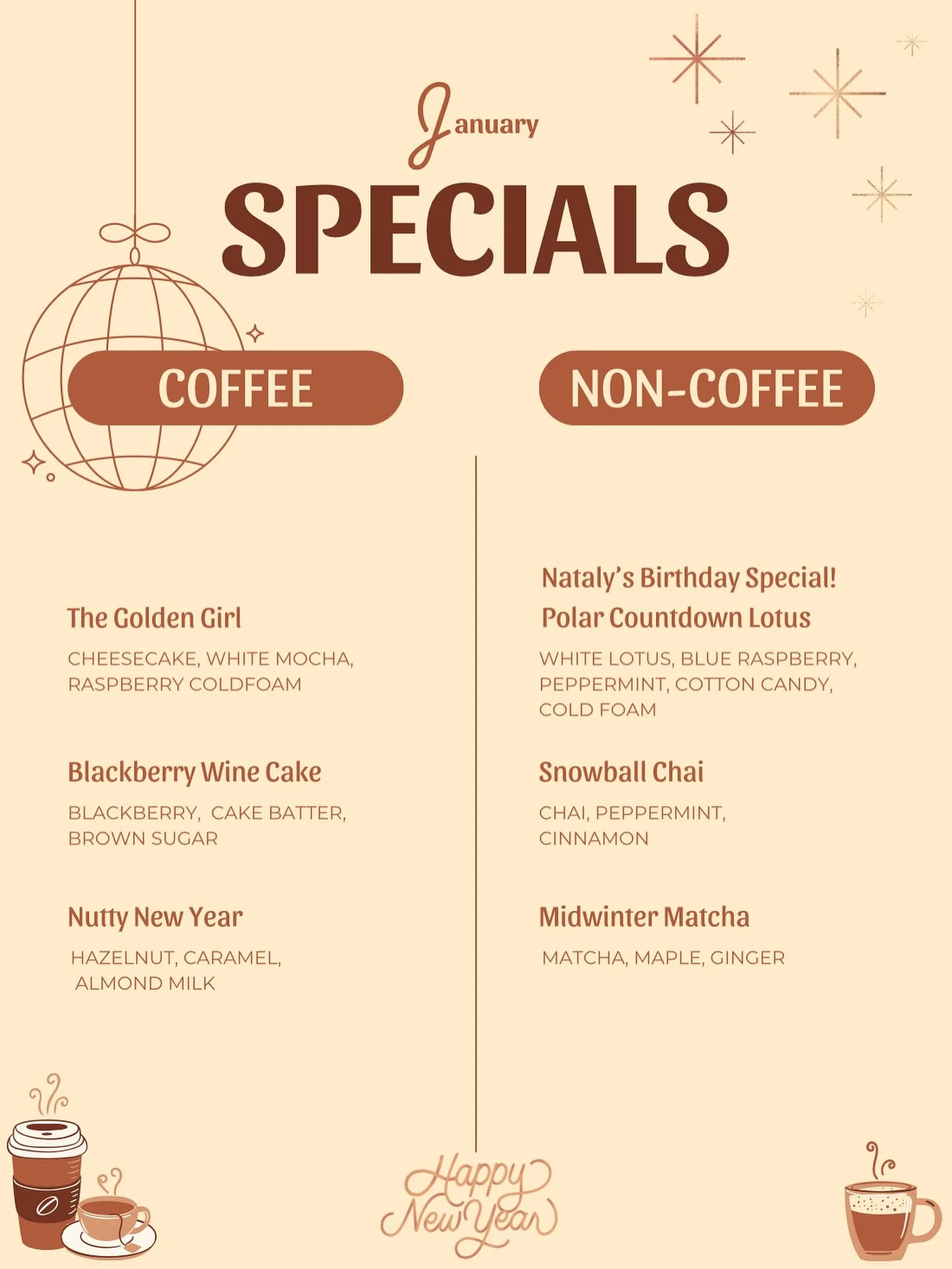 January Coffee Bar Specials at StoCo Provision