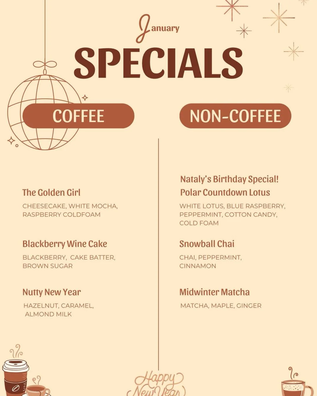 Hello, Tuesday! Join us today and try our new January coffee bar specials and lunch hour jam session. Bring your lunch and listen to some amazing musicians! It will brighten up a cloudy Tuesday!!🪕☀️

See you soon!!☕️