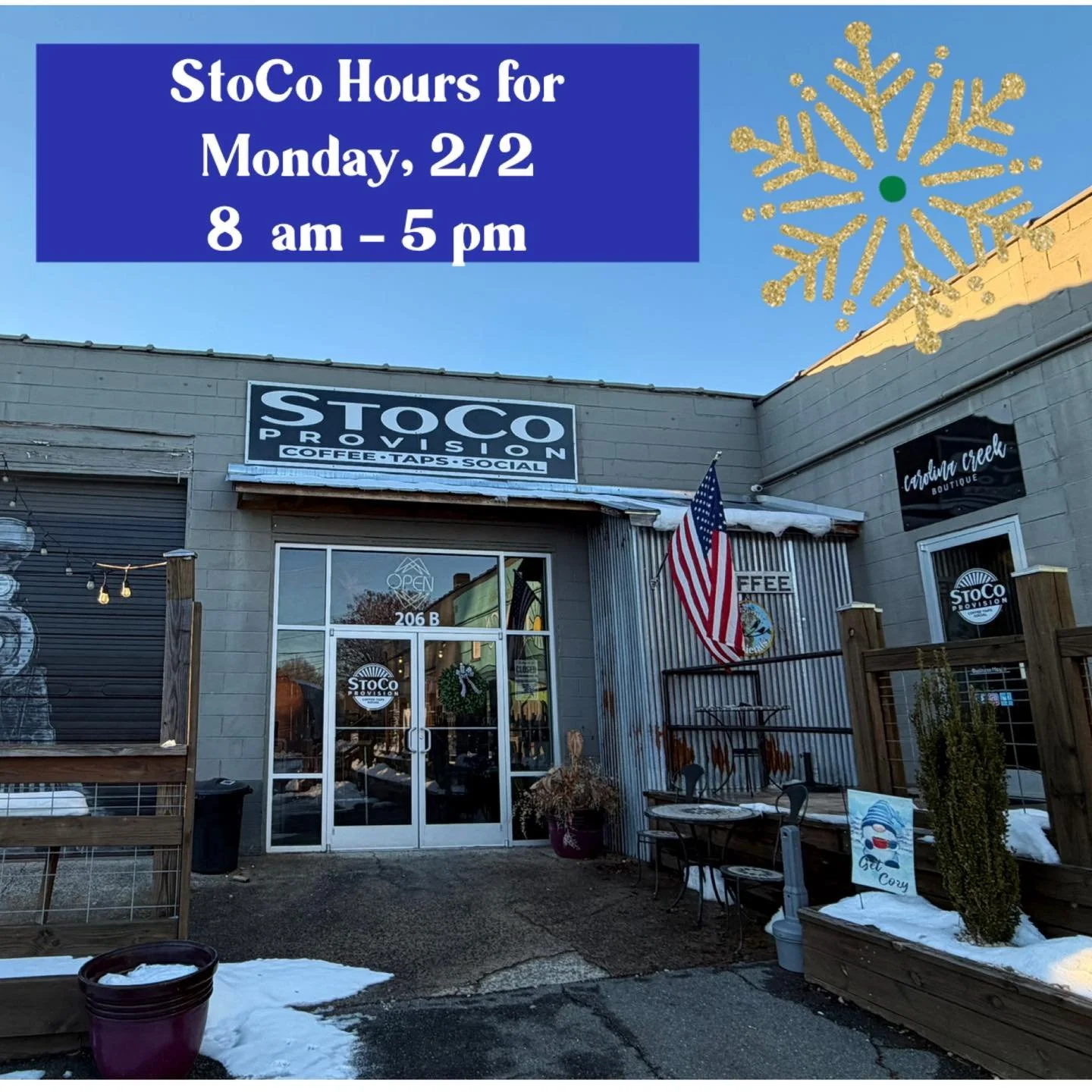 Monday!! Ground Hog Day!! (but it&rsquo;s kind of felt like that all week!🤪) Will he see his shadow?!

Open 8 am to 5 pm today for whatever remedy beverage you need! Photo contest winner announced soon&hellip;