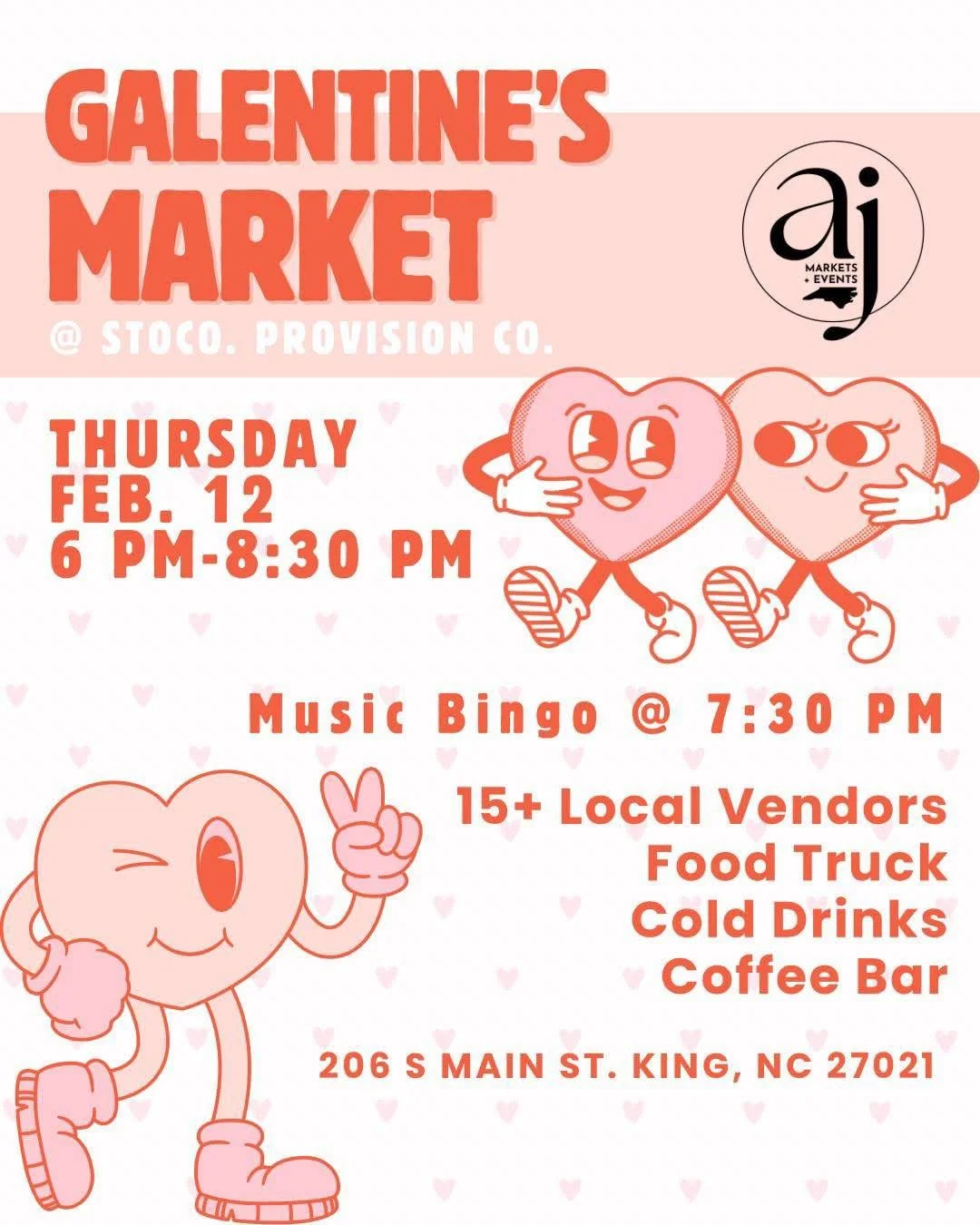 Thursday!! And it&rsquo;s a full weekend ahead!❤️

Galentine&rsquo;s Market + Music Bingo + Drift Along Pizza! Come shop with vendors, enjoy time with friends, play Music Bingo for prizes, sip on tasty drinks, munch on some pizza and desserts! 

Buy 