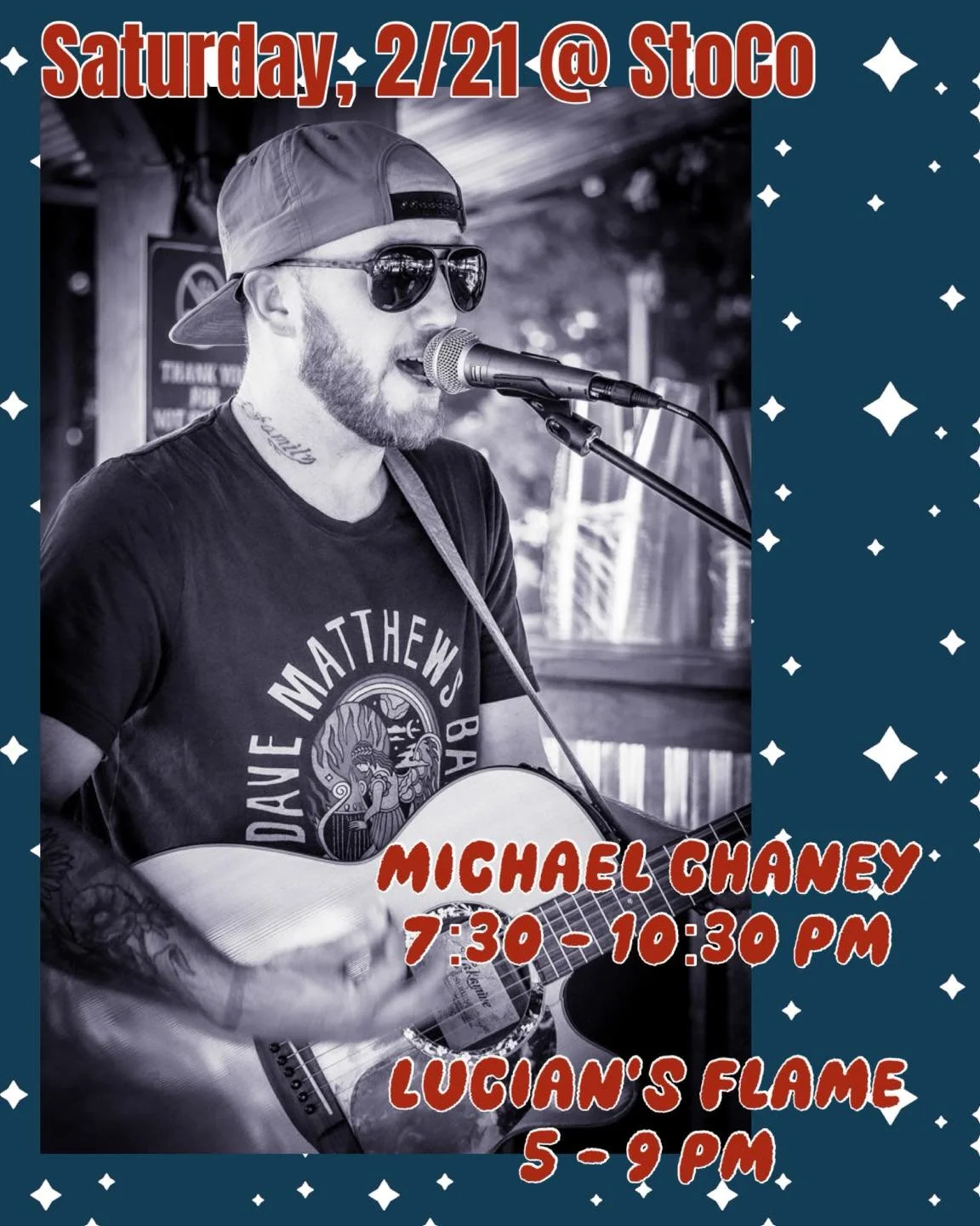 Saturday!! ☕️Grab a coffee to get you through this dreary days while you&rsquo;re here, come shop with Carolina Creek Boutique!🛍️

Then back tonight for delicious dinner with Lucian's Flame and and an amazing show with Michael Chaney Music!🎸

Going