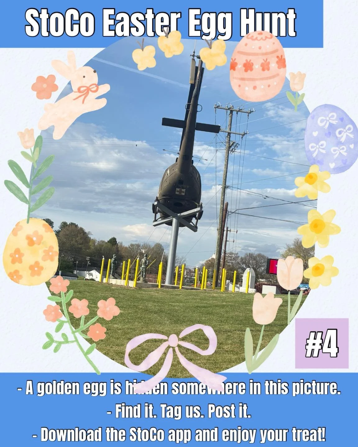 Egg #4
🐰🐣StoCo Easter Egg Hunt! 🐣🐰
5 Golden Eggs are hidden around town! 
Find it. Tag us. Post it. 
Then download our new StoCo App and enjoy your treat! 

On Saturday night we will the great Brett Cox Music!!

Oh and download our app and try ou