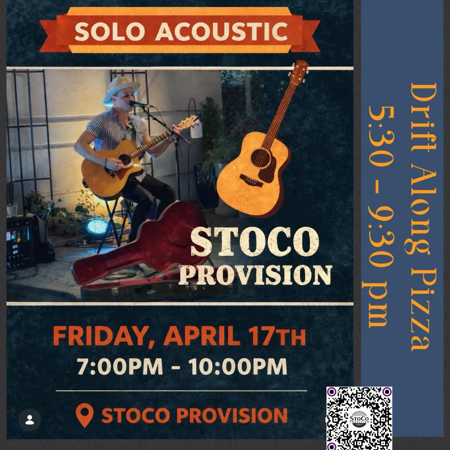 Finally Friday! Let&rsquo;s get this weekend party started!☀️🎉

🎸Tonight- join us for music by Seth Walker, flipwalker1 , jamming from 7-10 pm and delicious dinner with Drift Along Pizza Co..

🛍️Don&rsquo;t forget to join us tomorrow for our Youth