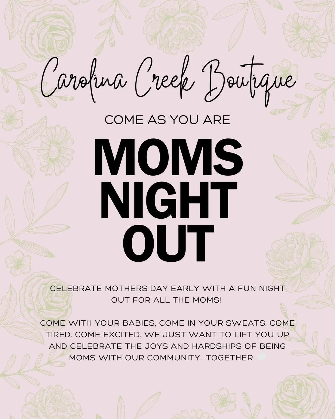 Happy Friday!!🎉🎉 You deserve a coffee AND a cocktail!! 

💐🎸Join us tonight for Carolina Creek Boutique&rsquo;s Mom&rsquo;s Night Out from 4-7 pm. Enjoy dinner with Philly Masters and great music with Vinnie McManus.

🐎🌹Derby Day is Saturday!! B