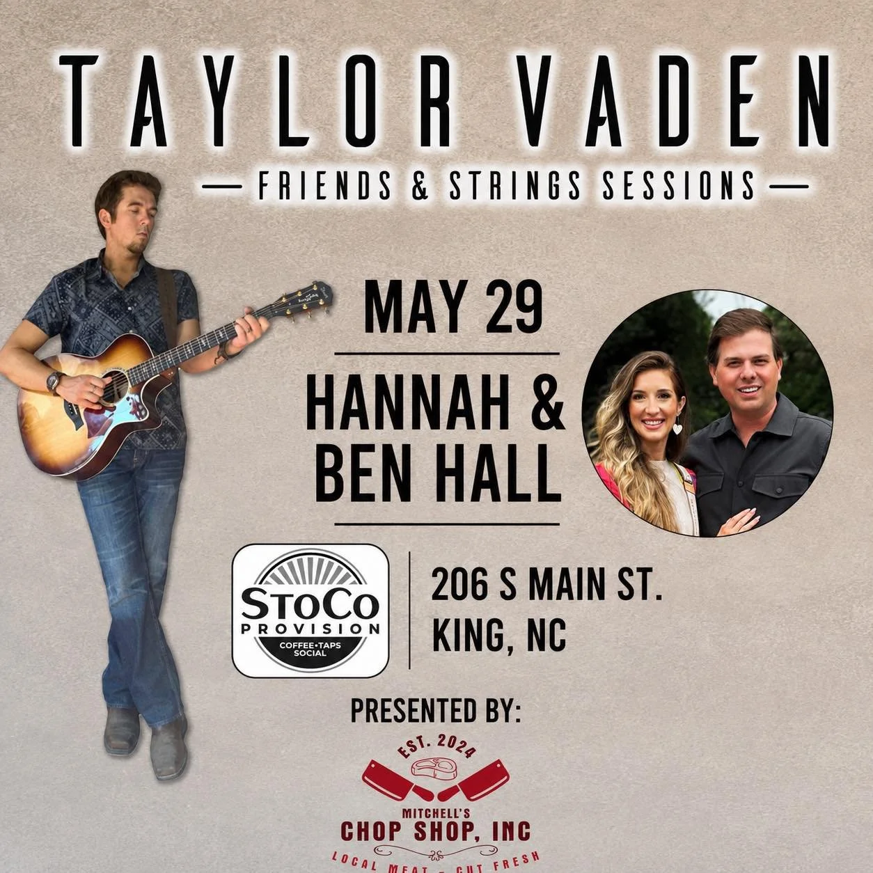 Fun Friday!! Let&rsquo;s sip into the weekend!

We are kicking off a Summer Series with Taylor Vaden Music and friends! Bring your favorite takeout and enjoy music by local legend Taylor and friends, Hannah &amp; Ben Hall. 

Coffee is on from 7-7!! C