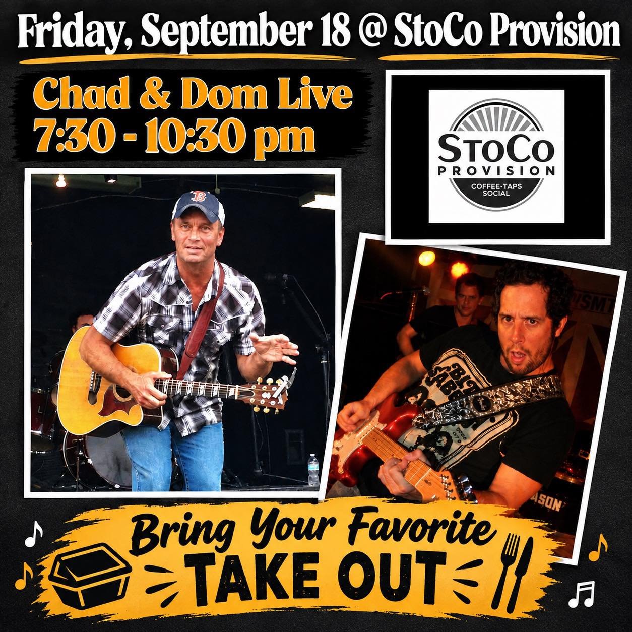The weekend looks bright!! Join us for all the fun! 
🎸Friday, 918: Chad and Dom Live
🎸Saturday, 9/19: Brett Cox Music and @Late Night Bites

Can&rsquo;t wait to celebrate the weekend with you!🍻🎉