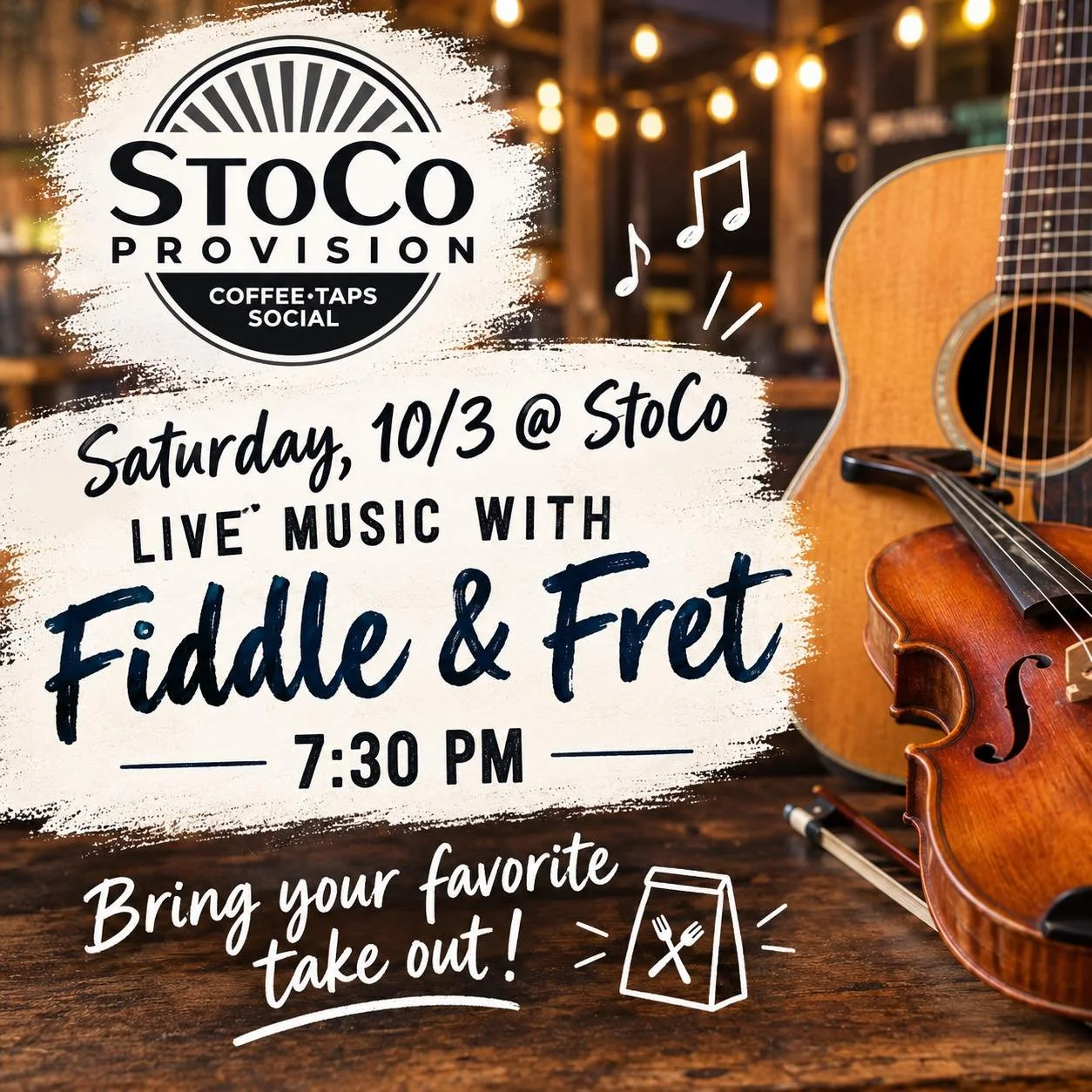 Saturday! Coffee is waiting for you! Try one of our new October Coffee Specials!🎃🍁🎉

Tonight: Join us for Fiddle &amp; Fret featuring Emerald Kaye and John! Music starts at 7:30 pm. 

Bring your favorite takeout and sip on some great drinks! See y