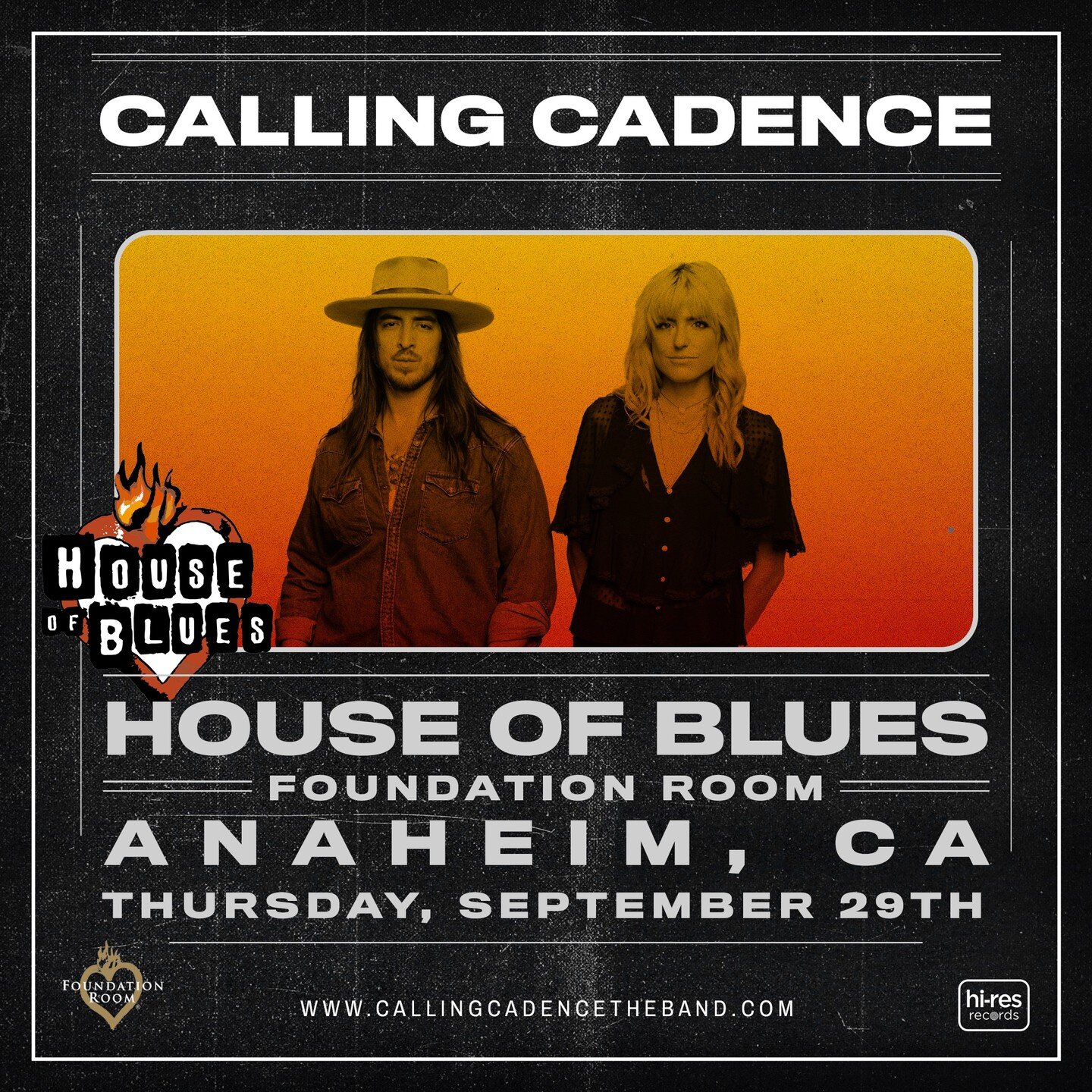 We will be performing at the iconic @hobanaheim venue on Sept 29th, and we want to see you all there! 🤘
Get your tickets now, link in bio 🔗

#CallingCadence #HouseofBlues #livemusic #foundationroom #thursdaytunes