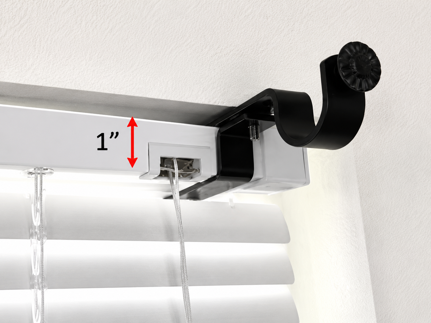 NoNo Bracket Mini - No Drill Curtain Rod Bracket Attachment for Mini Blinds