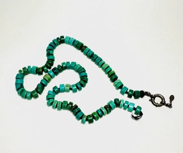 Before:  2 of 2 repairs:  knotted turquoise necklace.  Broken and unable to wear.