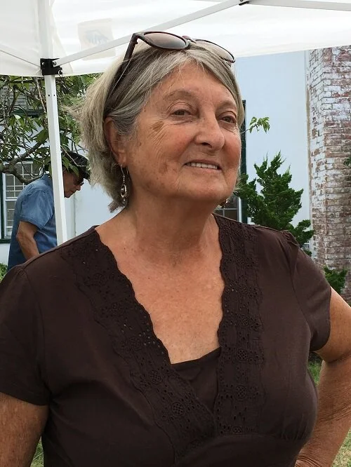 marcia at 2016 fishermans fair wearing hematite earrings.JPG