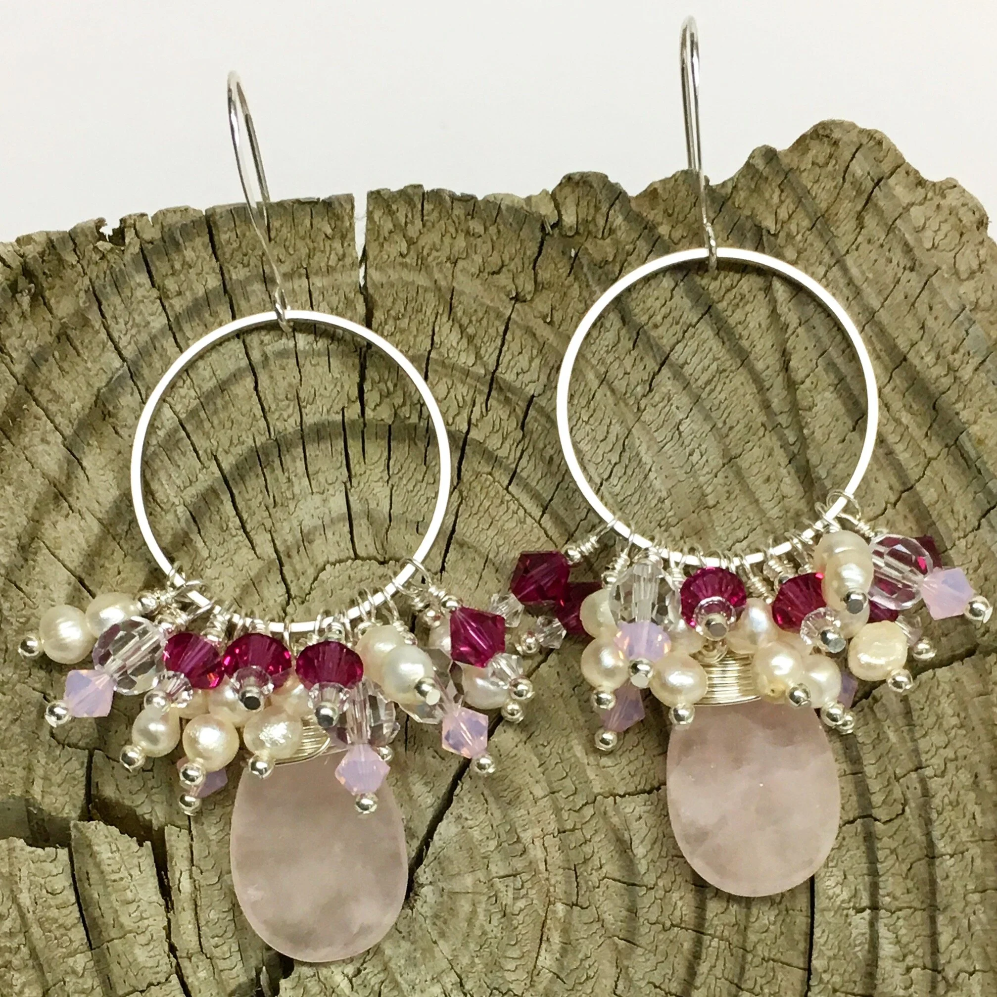 custom pink baubles w teardrop shaped rose quartz.JPG