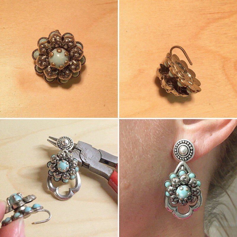 A woman approached me at an art show I was working, and explained that she had these blue components.  She knew they were old, but had absolutely no idea what they were.  
I speculated that they may have been ornaments for shoes that women used to us