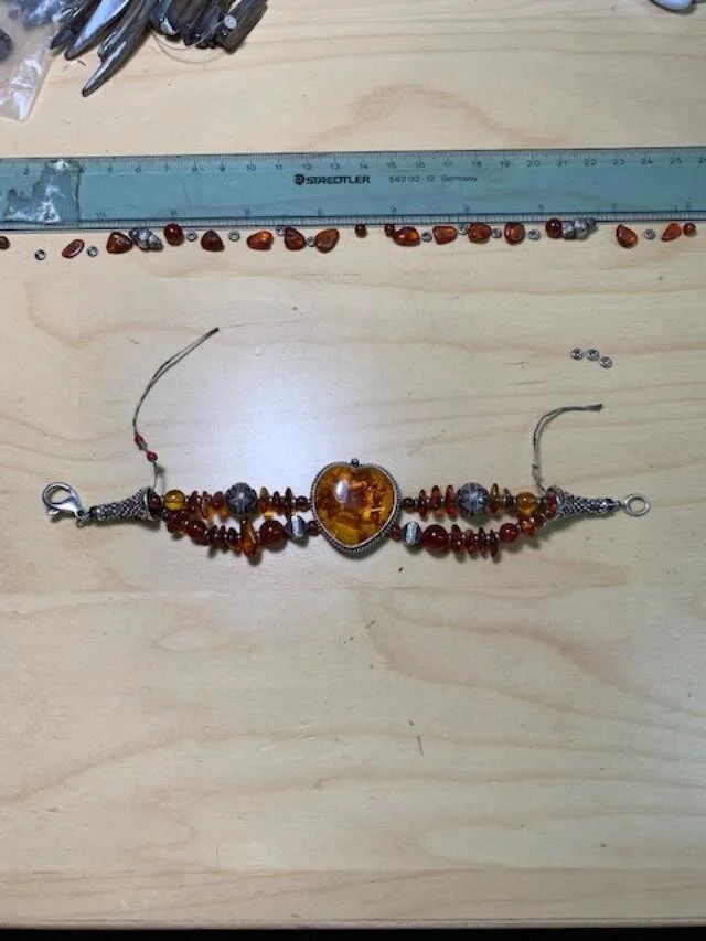A clients old amber bracelet broke and requested it to be restrung.  