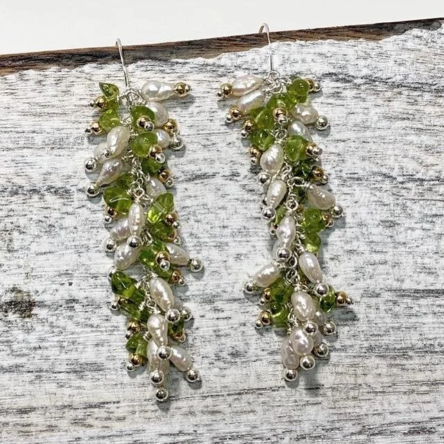 Completed, long, dangle earrings.