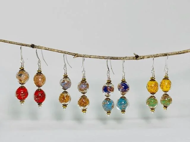The finished earrings.  I was actually able to make 5 pairs with the beads.  