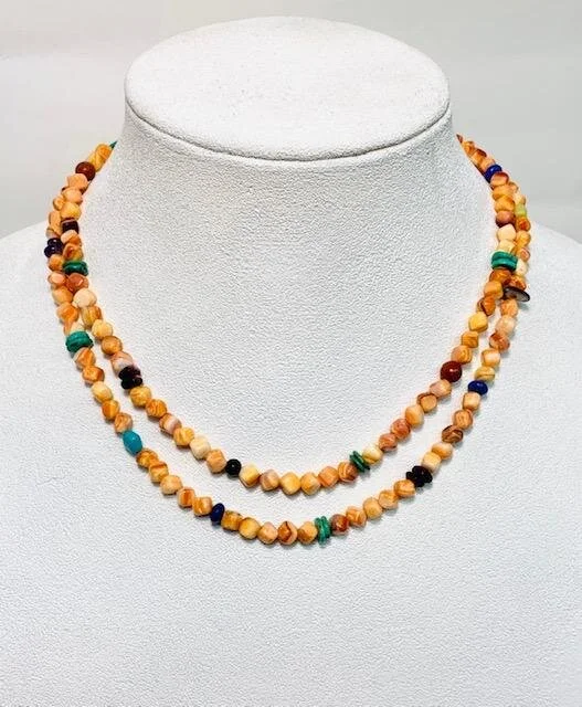 She then requested a double strand necklace- using the original sterling silver bead caps, clasp, and extender.  I added copper beads to finish and complement the ends.