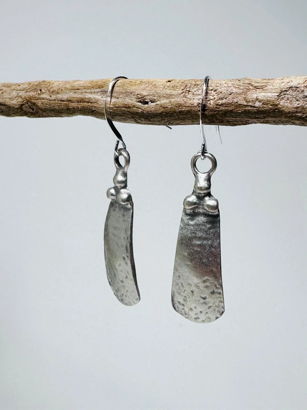 Curved Rectangle Silver Earrings