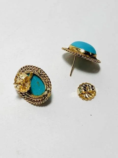 After:  I sawed off the excess backing, filed, and added 14kt gold filled flat back ear nuts.