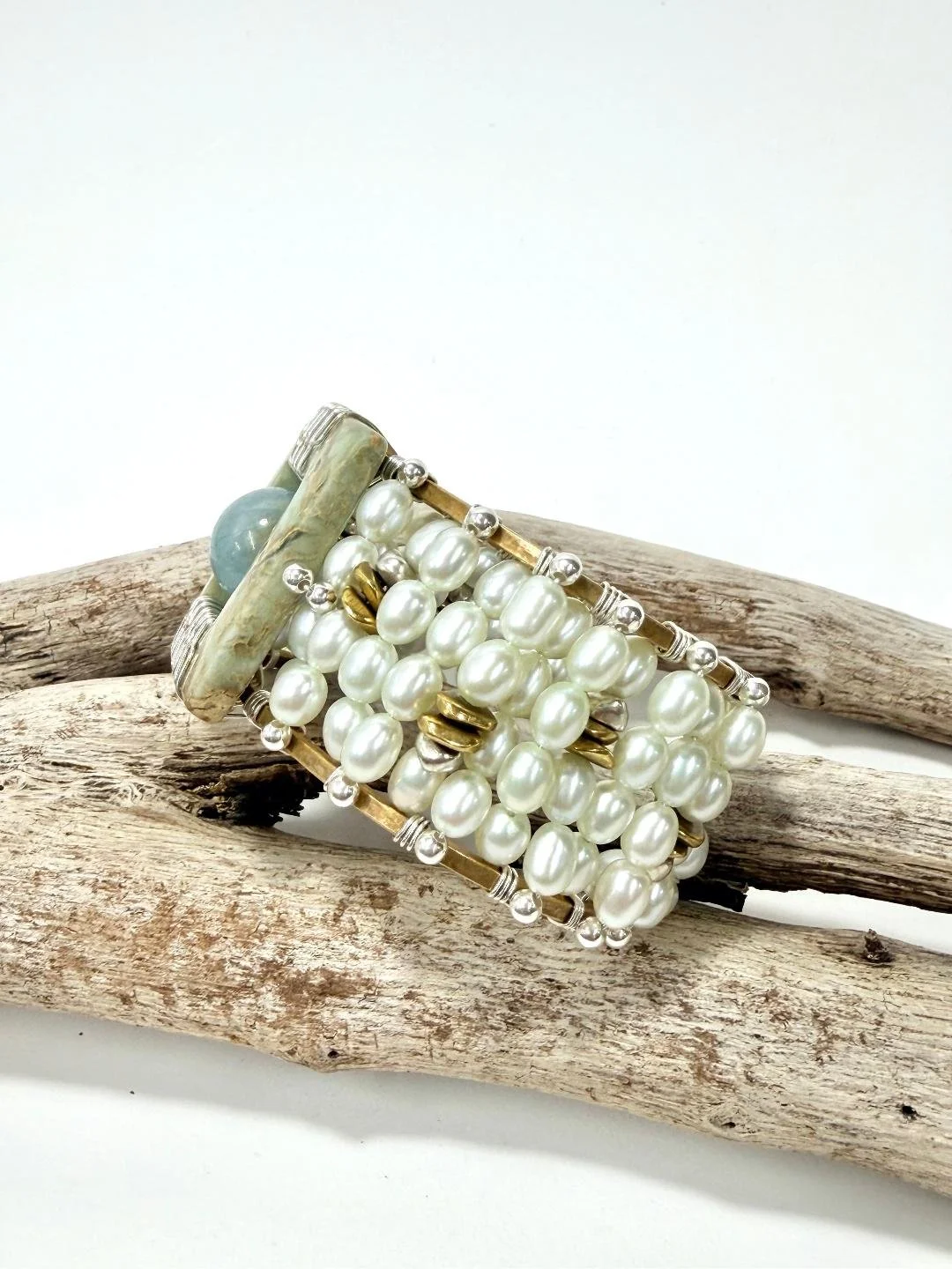 variscite and aquamarine cuff w rice pearls 4.jpg
