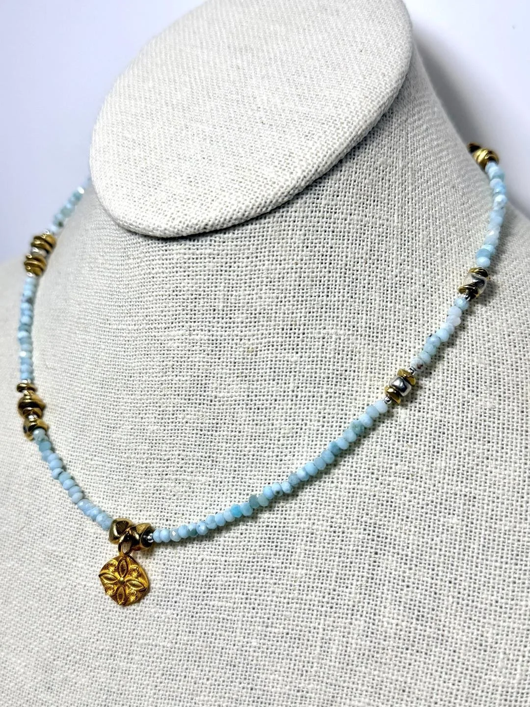 larimar everyday necklace number 2 w gold charms.jpg