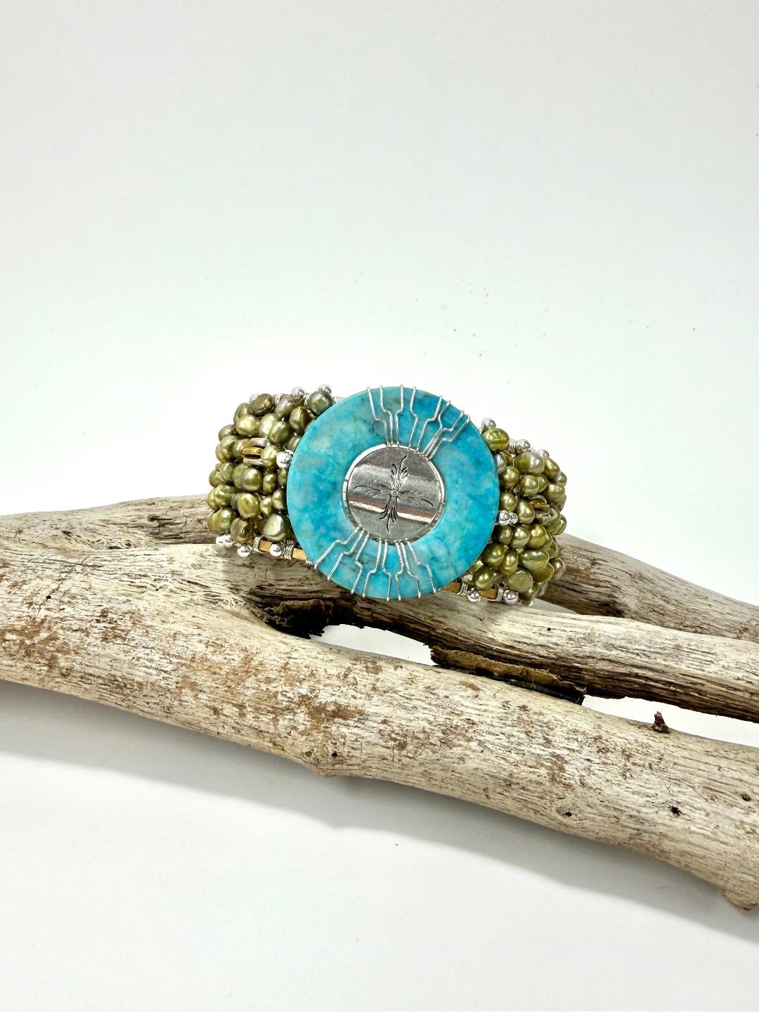 tourmaline jasper w green pearls cuff 6.jpg