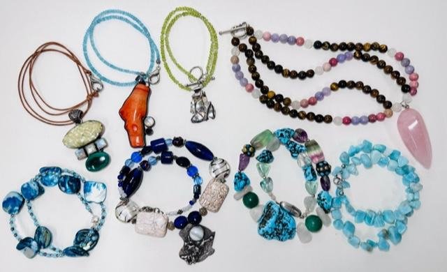 After:  restrung and/or redesigned 8 necklaces
