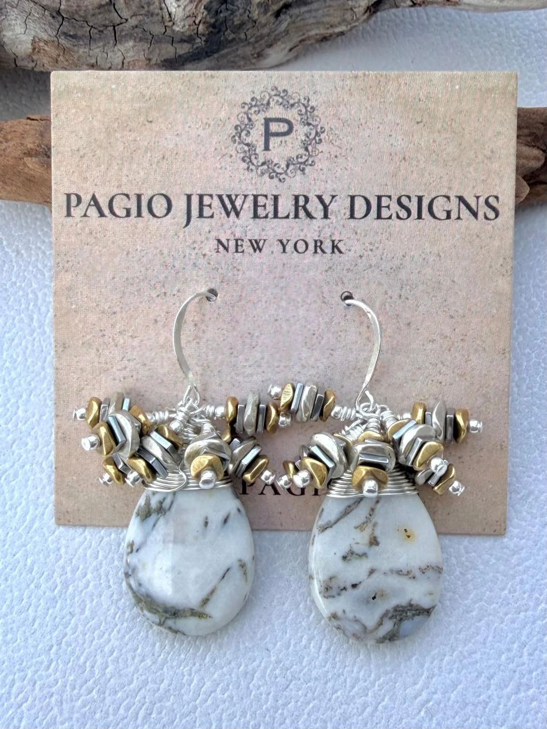 pine tree opal cluster earrings w brass and hematite.jpg