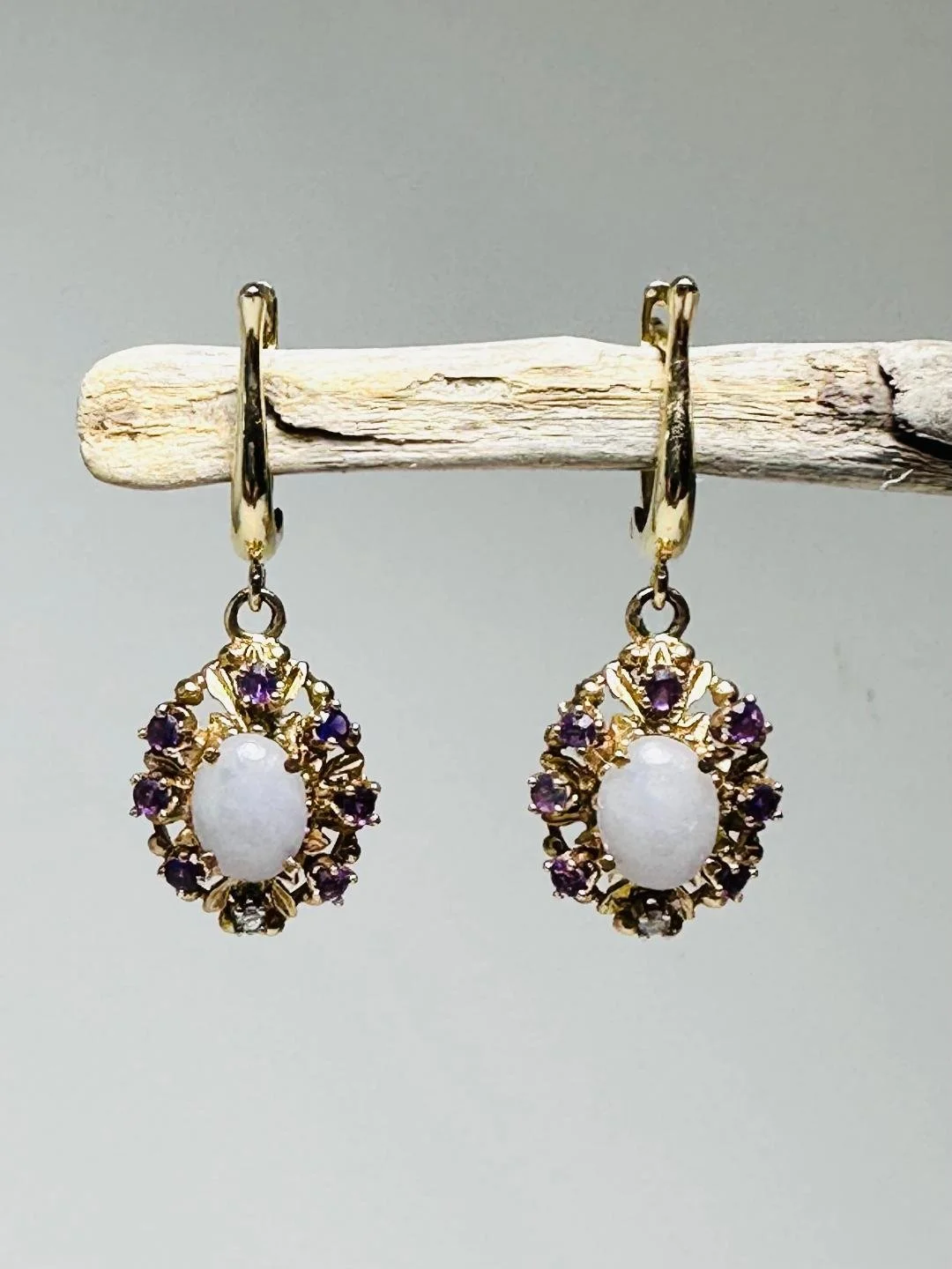 After:  I removed the original gemstone posts and replaced them with 18kt European leverback earring findings.  They open completely and lock in place so they are very easy to use.  