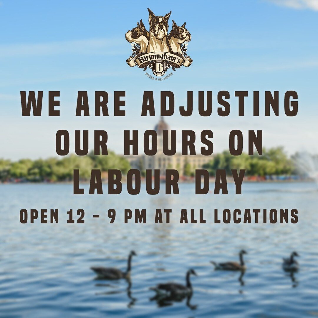 We will be adjusting our hours on Monday, September 5th for Labour Day. All locations will be open 1 - 9 pm. We hope you all have a great long weekend! 🙂