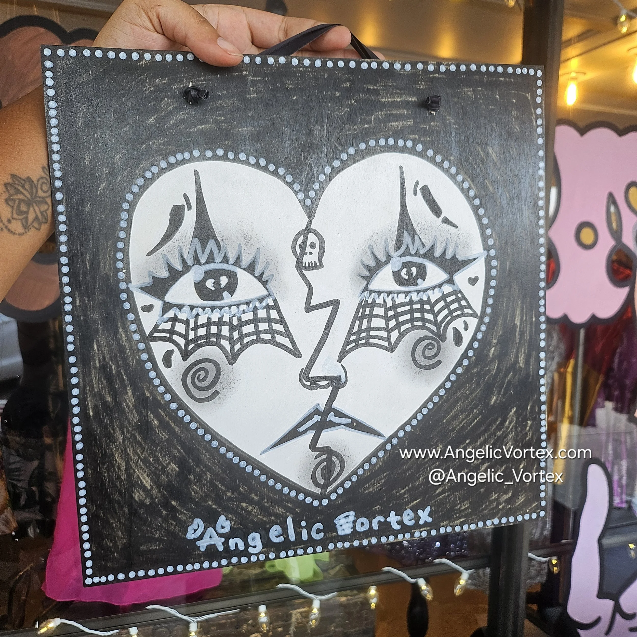 Original Painting | 🖤 Crybaby Clown Gothic Heart 🖤