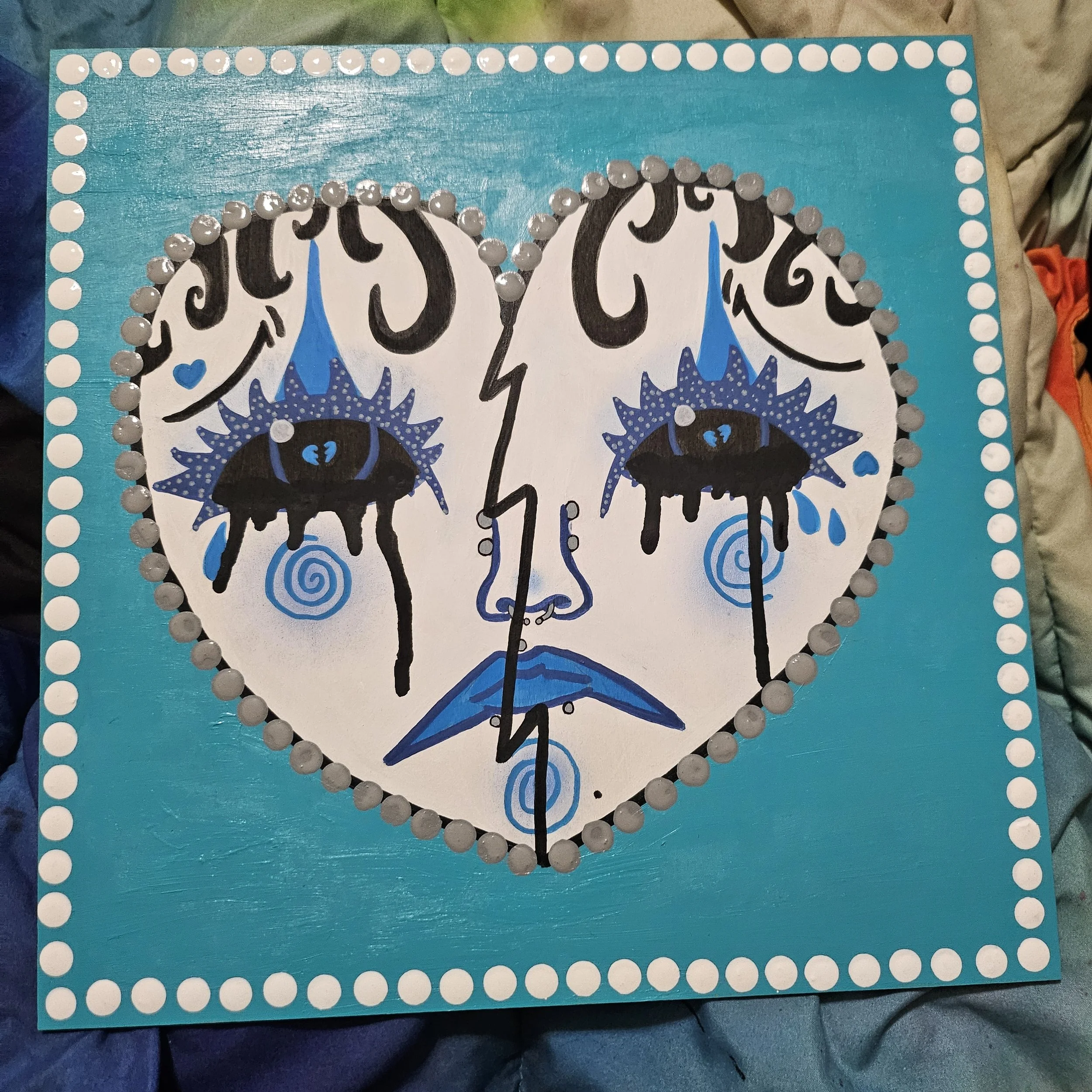 Original Painting | 💖 Crybaby Blue Clown Heart 💖