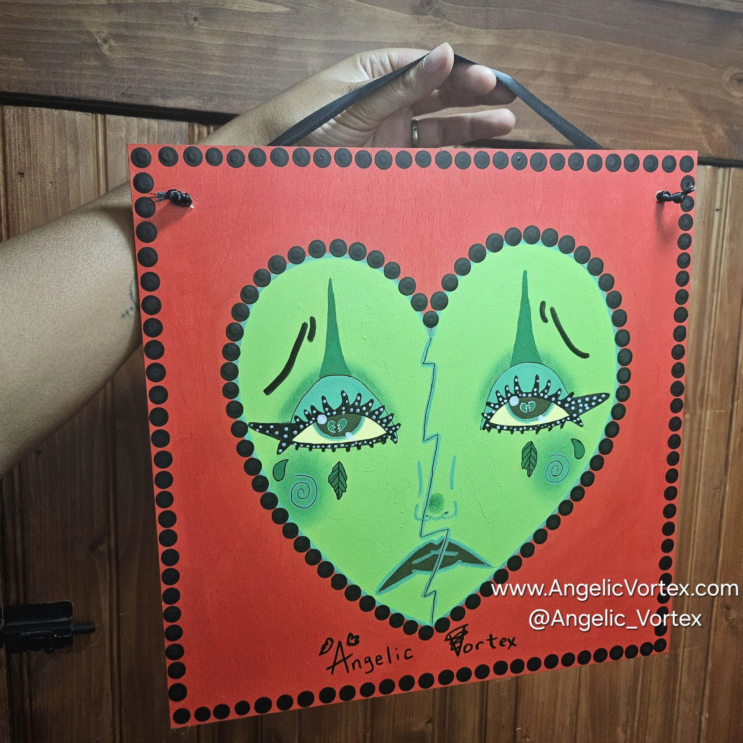 Original Painting | 💚 Crybaby Poison Ivy Clown Heart  💚