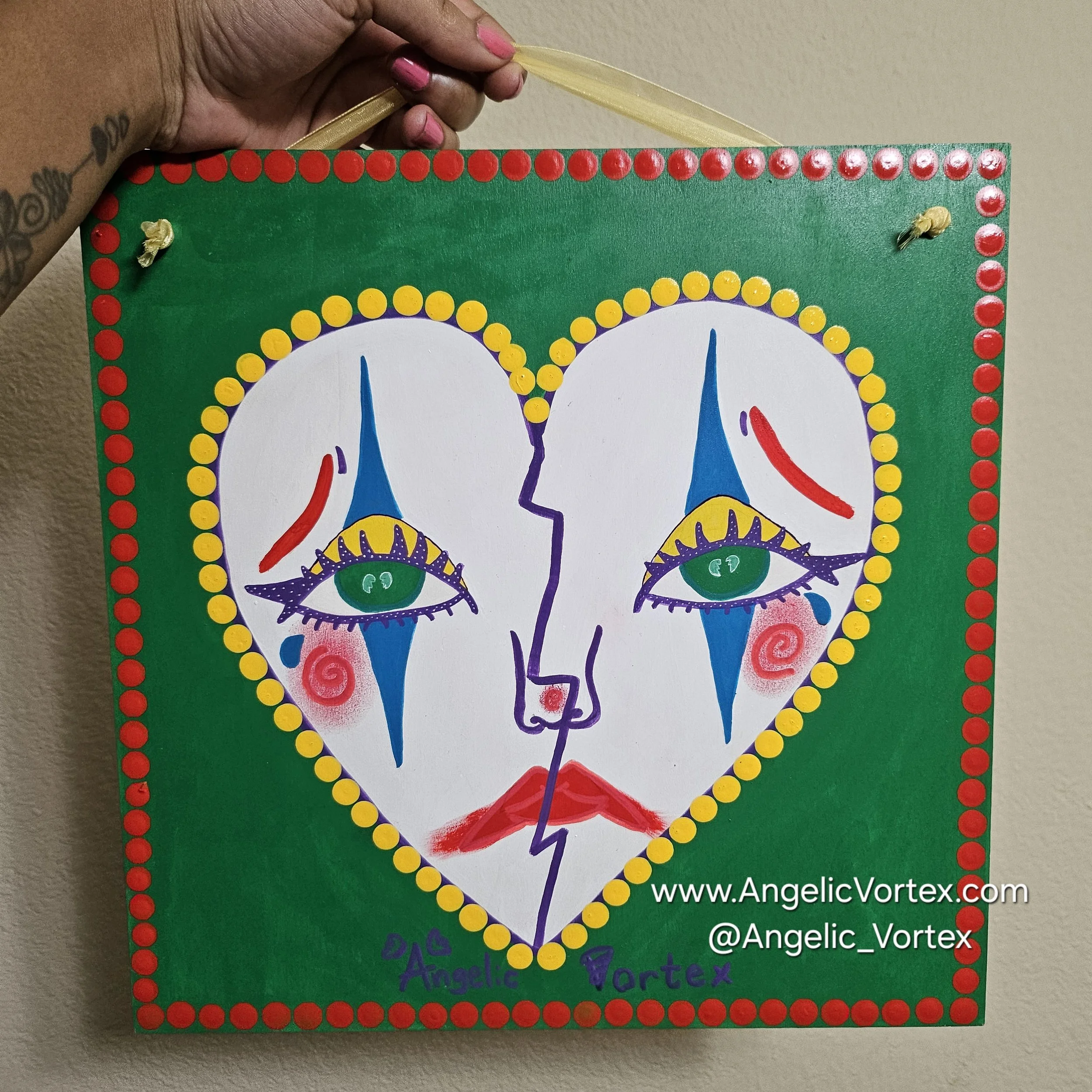 Original Painting | 💚 Crybaby Joker Clown Heart ❤️