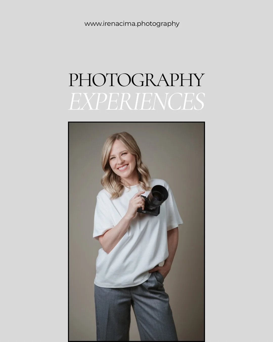 Hi!

Thanks for popping into my corner of the internet.

I&rsquo;m Irena, a creative soul who loves helping busy women slow down, reconnect with themselves, and share meaningful moments with the people they love through photography.

I focus on creat