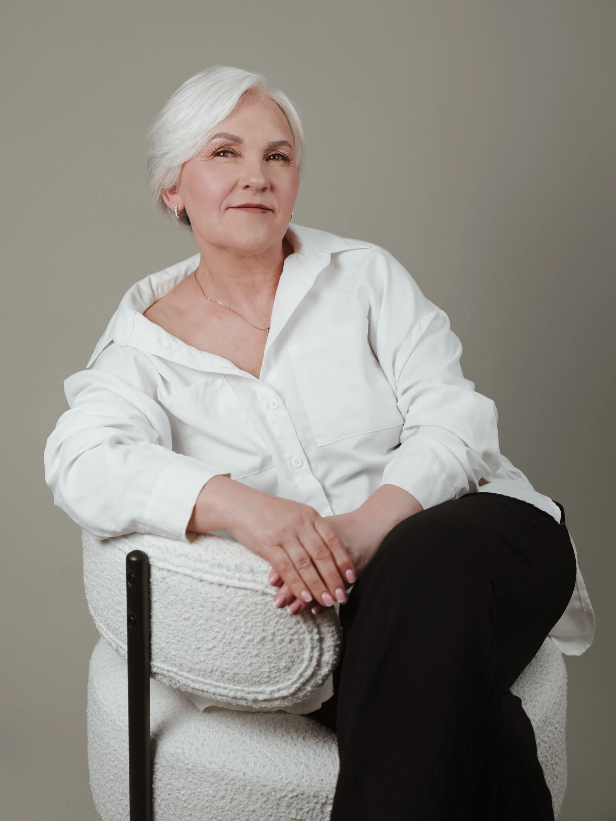 I feel a mission to help women regain their confidence and feel empowered through my work.

P.S. This is my mum. She excitedly stepped into my studio when visiting me from Europe. She is 60 and has never done anything like this for herself. She has 4