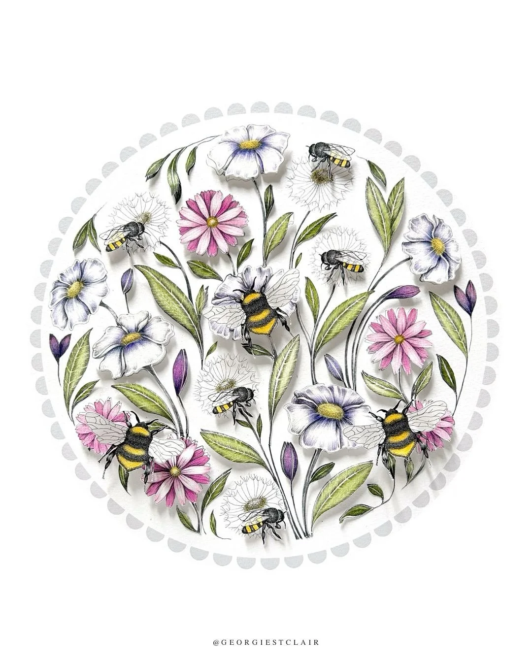 One of favourite highlights of summer is staring at bees while they busy themselves around the garden. So much so, this year I decided to draw some for collaging.

Meanwhile, the weather hasn&rsquo;t been great so we&rsquo;ve not been able to spend s