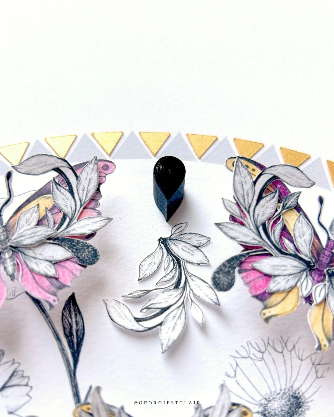Quilled paper for the pink butterfly mandala