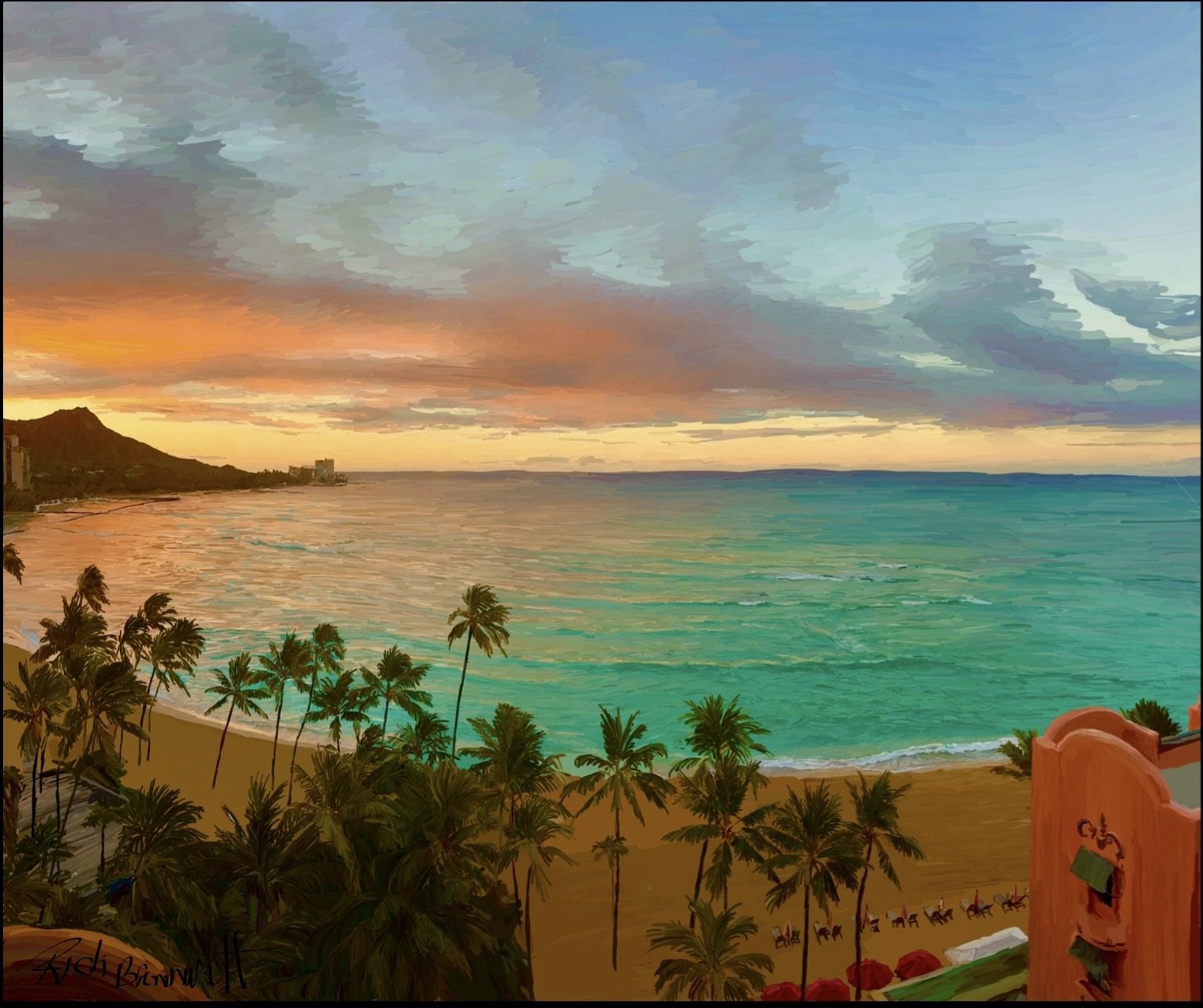 Royal Hawaiian Hotel at sunset $475