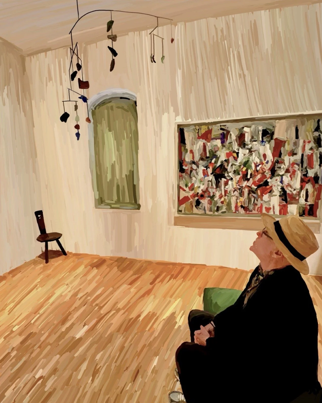 Mark blowing on a colder at Peggy Guggenheim’s Museum in Venice