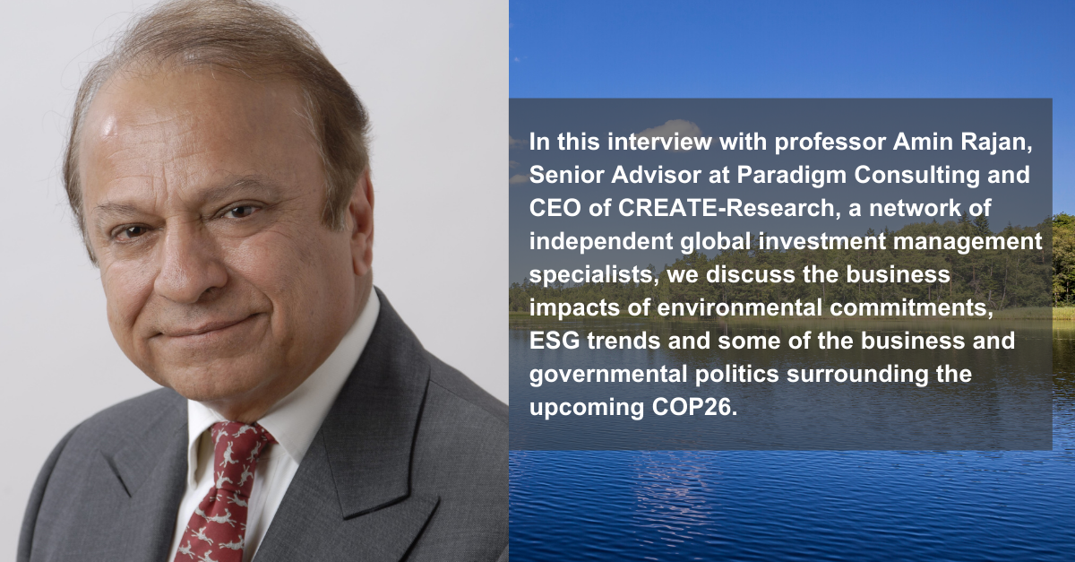 An interview with professor Amin Rajan about the upcoming COP26 ...