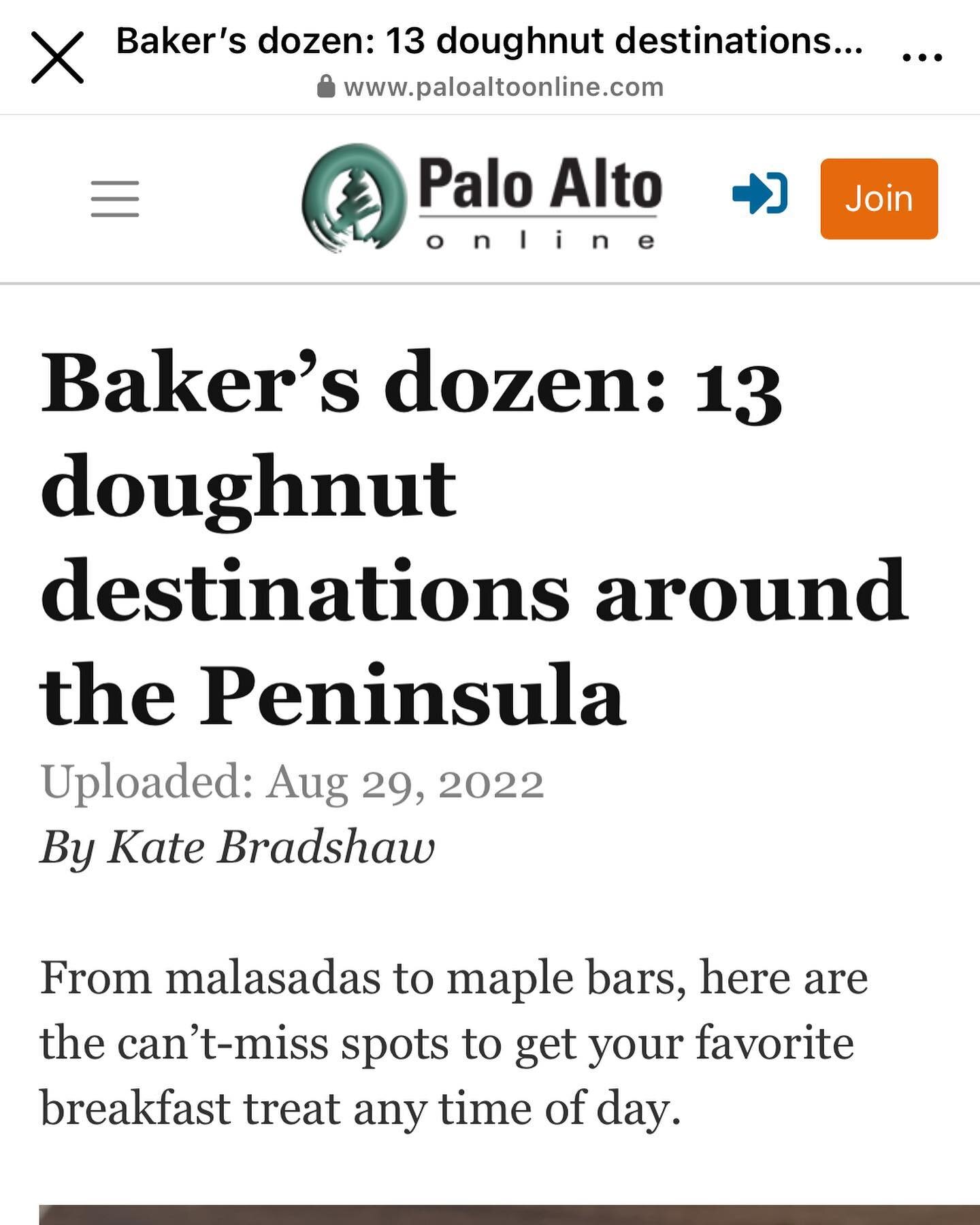 Thank you @paloaltoonline for the write up about our Churro Donuts! We love them too! 🍩🏆🎉