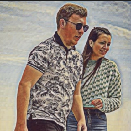 Man and woman walking on the Beach