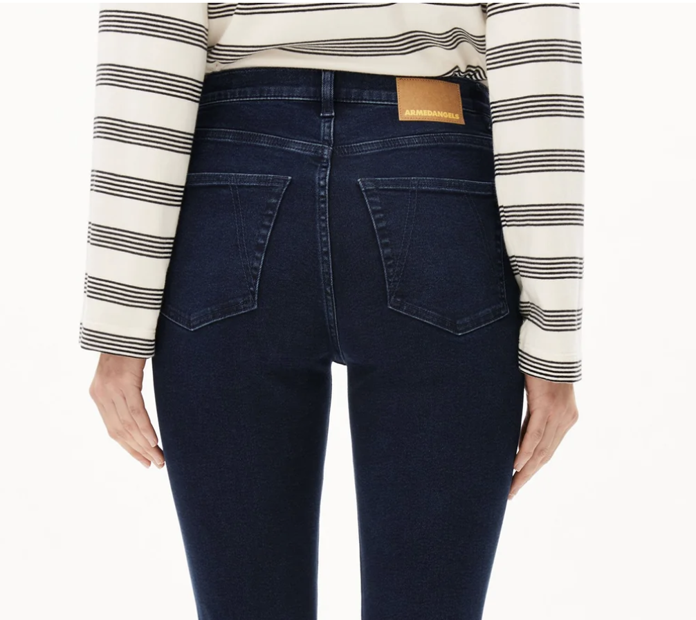 woman modeling jeans from behind